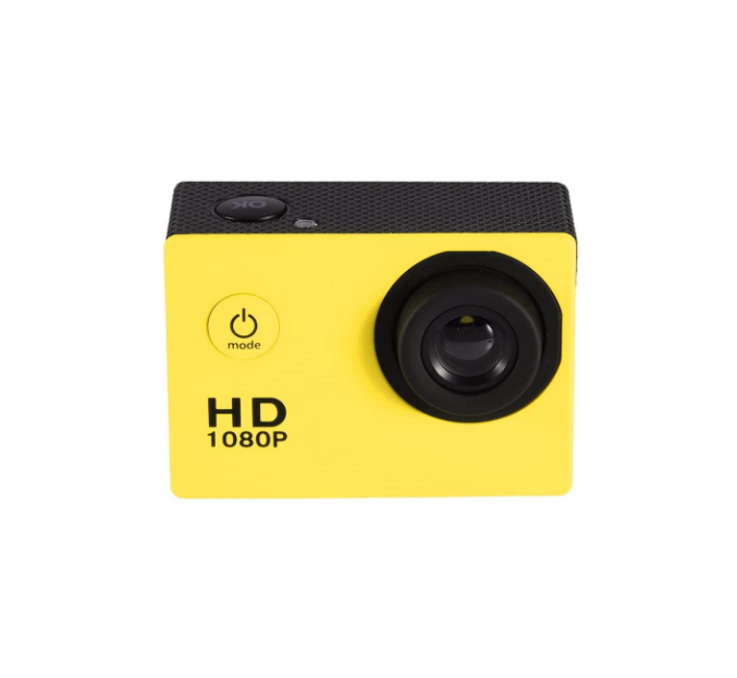 Camera video sport, klausstech, calitate full hd, rezistenta la apa, 1080p / 720p, galben